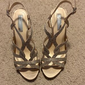 INC International Concepts Gold Rhinestone Strappy Heels